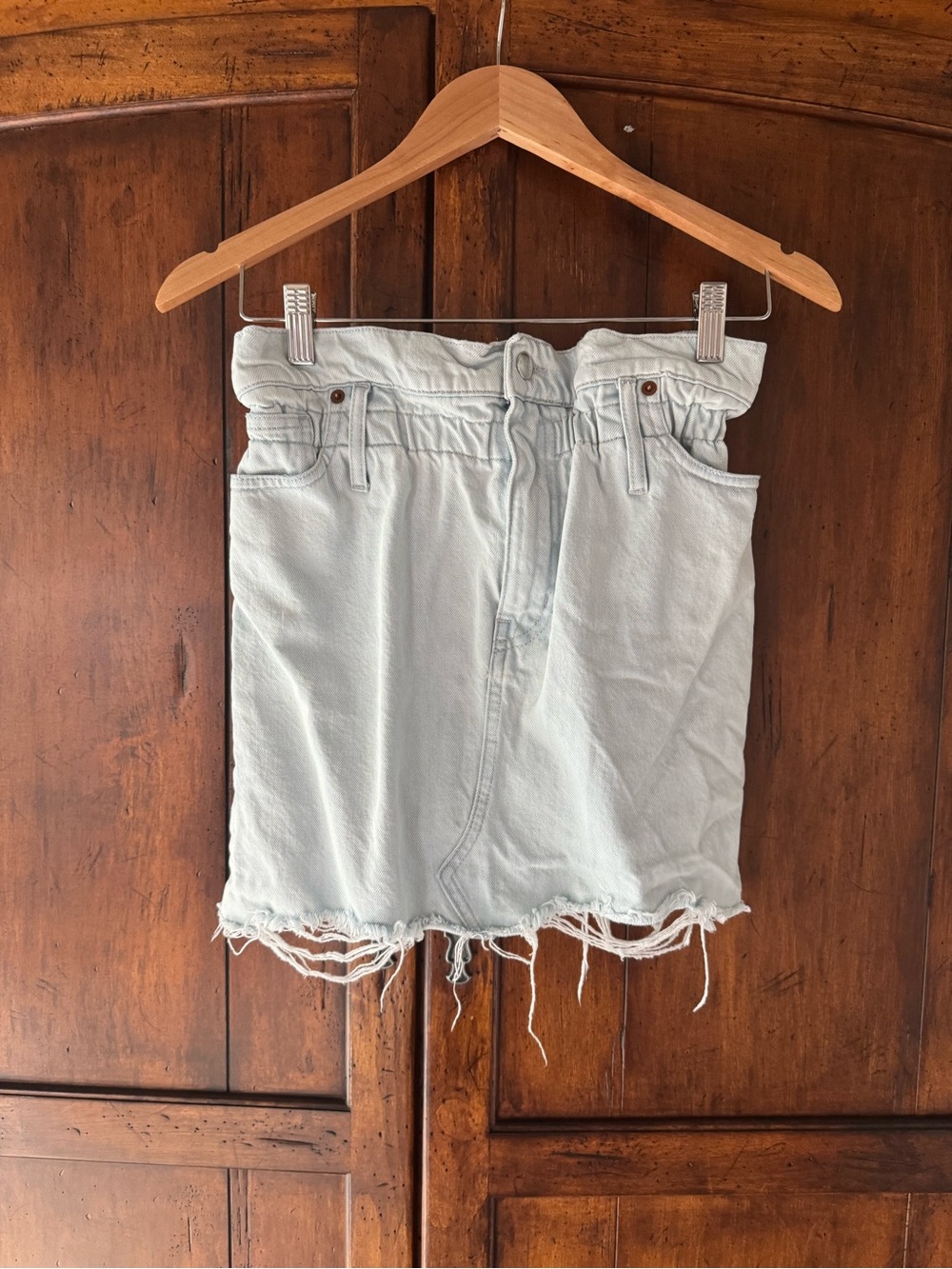 IRO | Distressed Light Blue Denim Mini Skirt | XS